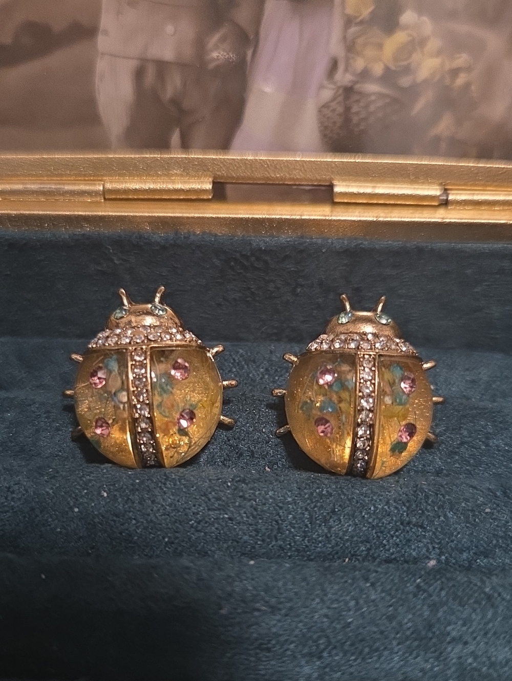 Betsey Johnson Gold-Tone Ladybug Stud Earrings with Pink Accents
